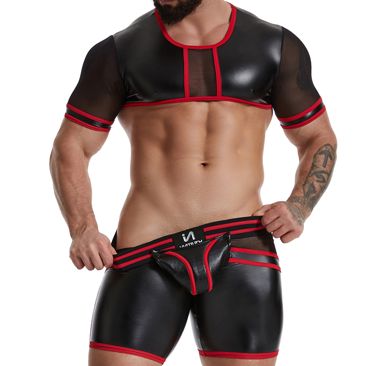 Faux Leather Men's Boxer Briefs Sexy Costumes