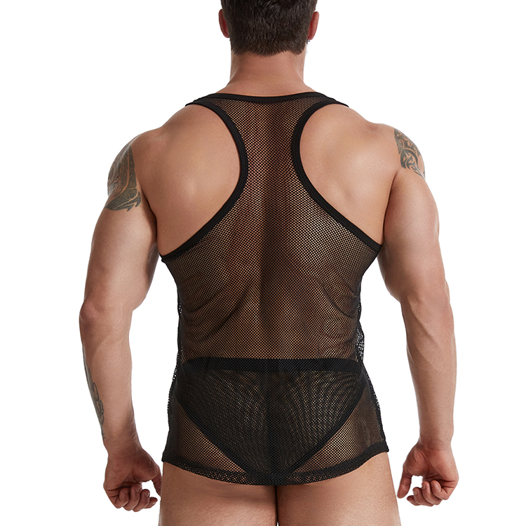 Sexy Man Club See-through Mesh Net Top Tank With Jockstraps