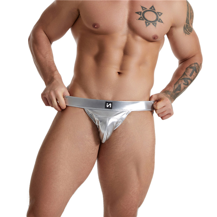 Men Jockstraps Shinny PU Leather